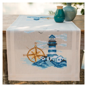 Vervaco Cross Stitch Table Runner Kit - Marine Navy