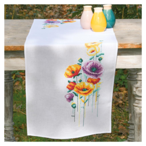 Vervaco Cross Stitch Table Runner Kit Poppies