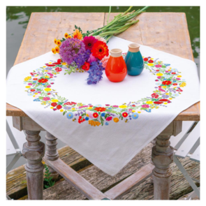 Vervaco Embroidery Tablecloth Kit - Colourful World of Flowers