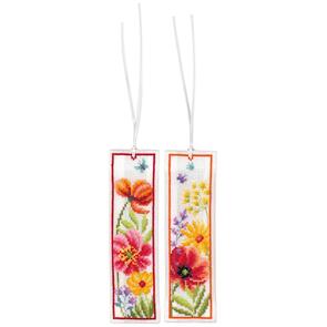 Vervaco Cross Stitch Bookmark Kit - Poppies & Wildflowers Set of 2