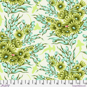 Free Spirit Tula Pink - Shadow Sharks - Seagrass || Floral Reef