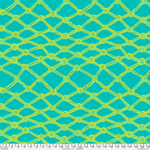 Free Spirit Kaffe Fasset - February 2026 ||Nets - Aqua Cotton Sateen 108" Wideback