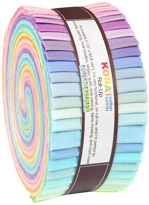 Robert Kaufman Kona Cotton Roll Ups: New Pastel Palette - 2.5" 40pcs Bundle