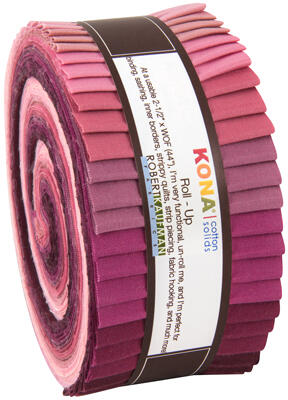 Robert Kaufman Kona Cotton Roll Ups: Powder Room Palette - 2.5" 40pcs Bundle
