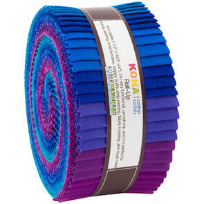 Robert Kaufman Kona Cotton Roll Ups: Peacock Palette - 2.5" 40pcs Bundle