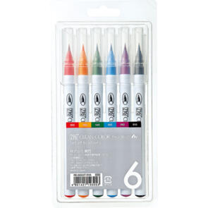 KURETAKE ZIG CLEAN COLOR Real Brush,6 Basic colours set