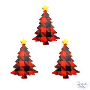 Dress It Up Buttons - Red Plaid Tree Singles