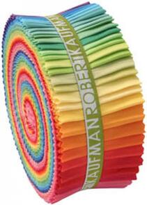 Robert Kaufman 2-1/2in Strips Roll Up Kona Cotton Solids Bright Palette 41pcs