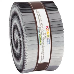 Robert Kaufman Kona Cotton Roll Ups: Stormy Skies Palette - 2.5" 40pcs Bundle