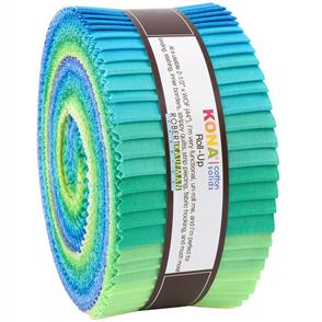 Robert Kaufman Kona Cotton Roll Ups: Mermaid Shores Palette - 2.5" 40pcs Bundle