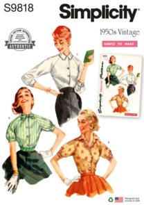 Simplicity Sewing Pattern 1950s Misses' Blouses S9818