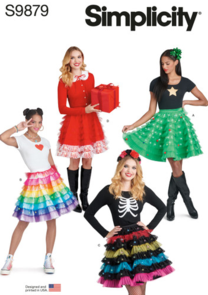 Simplicity Sewing Pattern Holiday Skirts, Collar and Appliques S9879