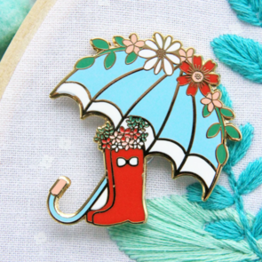 Flamingo Toes Needle Minder - Floral Umbrella and Boots