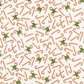 Robert Kaufman Holiday Charms - Candy Canes - Ivory