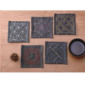 Olympus Sashiko Tsumugi Sampler Coasters Purple