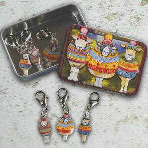 Emma Ball Stripey Sheep Crochet Markers Tin
