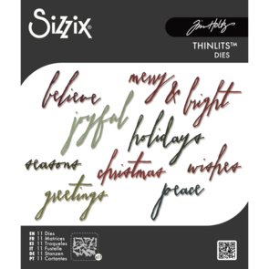 Sizzix Thinlits Die Set 11PK – Handwritten Holidays by Tim Holtz