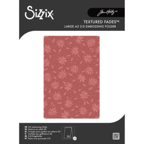 Sizzix 2-D Texture Fades A5 Embossing Folder - Vault Holly Poinsettia by Tim Holtz