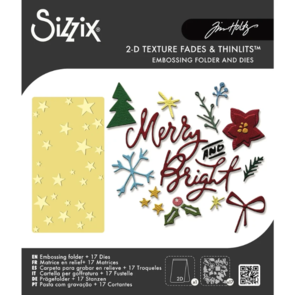 Sizzix 2D Texture Fade + Thinlit Die Set 17PK - Vault Merry + Bright by Tim Holtz
