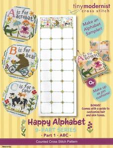 Tiny Modernist Cross Stitch Pattern - Happy Alphabet Part 1: A B C