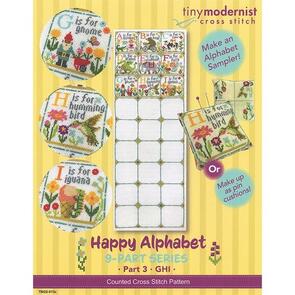Tiny Modernist Cross Stitch Pattern - Happy Alphabet Part 3: G H I