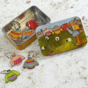 Emma Ball Jumpers Stitch Markers in Jumper Pocket Tin