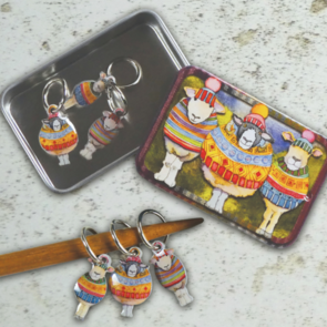 Emma Ball Sheep in Stripes Stitch Markers in a Posket Tin (T362)