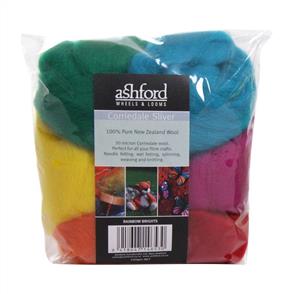 Ashford Corriedale Sliver Pack 7 Colour 100gm