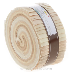 Robert Kaufman Kona Cotton Roll Ups: Not Quite White Palette - 2.5" 40pcs Bundle