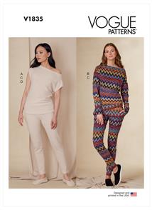Vogue Pattern 1835 Misses' Tops, Pants and Slippers V1835