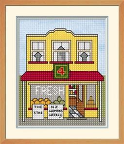 Lyn Manning Cross Stitch Kit - Kiwi Town - Grocery Shop