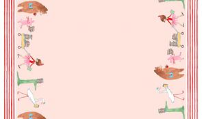 Michael Miller Lola Dutch /Sarah Jane Lola Dutch Parade - Double Border - 24" Repeat Pink
