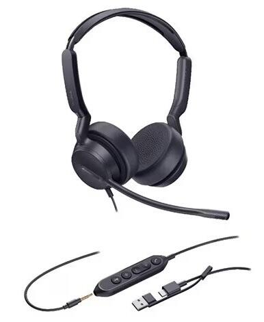USB (Wired) Stereo Headset, for UC and MS Teams, USB-C, USB-A, and 3.5mm Jack