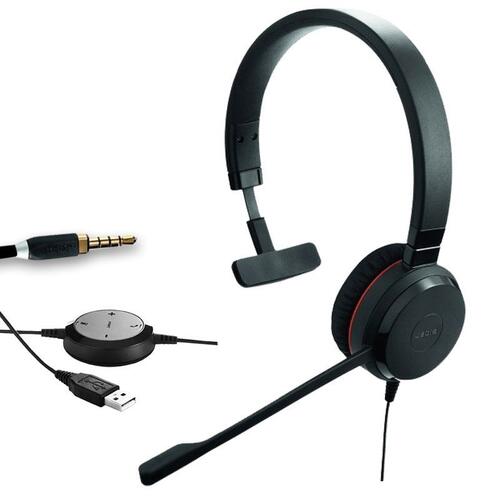 Evolve 30 II Mono Wired (3.5mm and USB-A) Headset, UC
