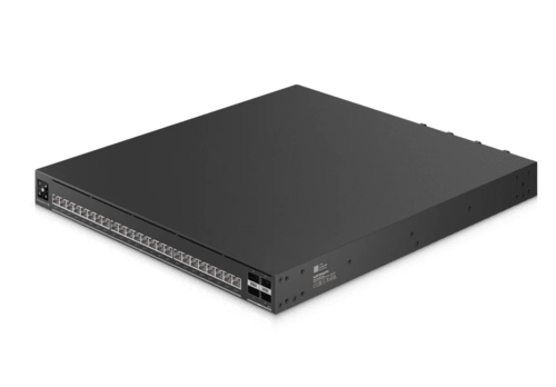 UniFi Enterprise Ethernet Switch for professional AV-over-IP networks, 24x 10G PoE+++ ports, 4x 100G QSFP28 ports