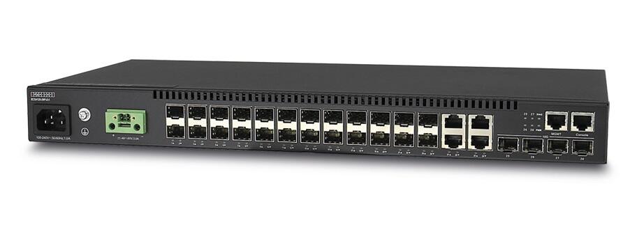 20 x GigE SFP ports, 4 x GigE Combo Ports, 4 x SFP+ 10GigE Ports