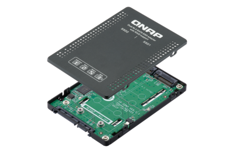 2.5-inch SATA drive bay caddy that holds 2x  M.2 SATA SSDs