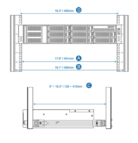 Rail Kit for QNAP short-depth rackmount NAS models