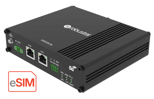 Industrial 5G Dual-SIM Router with 1x eSIM/eUICC, 1x 2FF SIM, 2x ETH, WiFi, Serial (R5020Le-A-5G-A25GL)