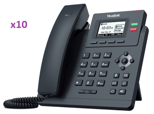 10 pack of IP Phone, Dual Gigabit Ethernet, 132x64 backlit LCD Screen, PoE