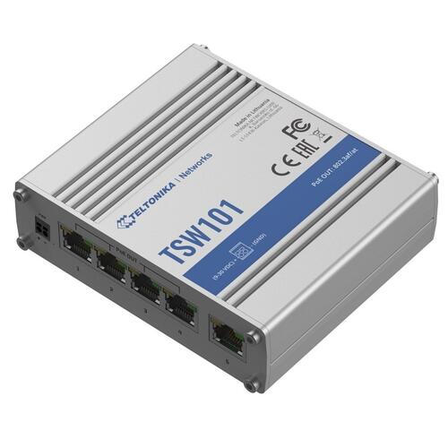 5-Port GigE Switch, 9-30V Power In, 4x 802.3af/at PoE out