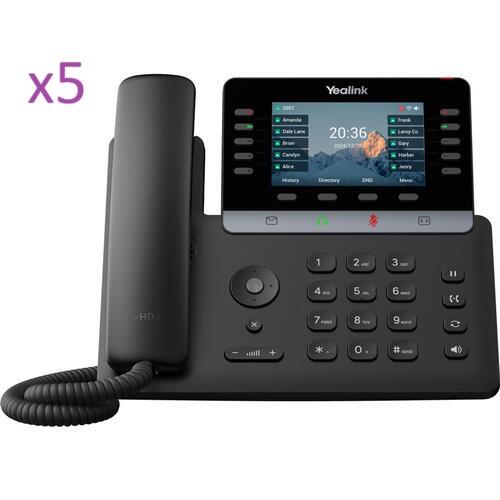 5-Pack of IP Phone, Dual GigE, 4.3in LCD, PoE, Built-in WiFi 6 and Bluetooth