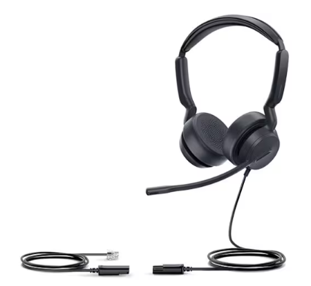 Wired Headset, Stereo, Noise-cancelling mic, Leather Ear Cushions, QD Functionality, RJ9 interface