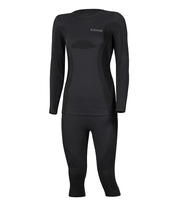 Lenz Womens Merino Base Layer Set with 3/4 Pant - Black