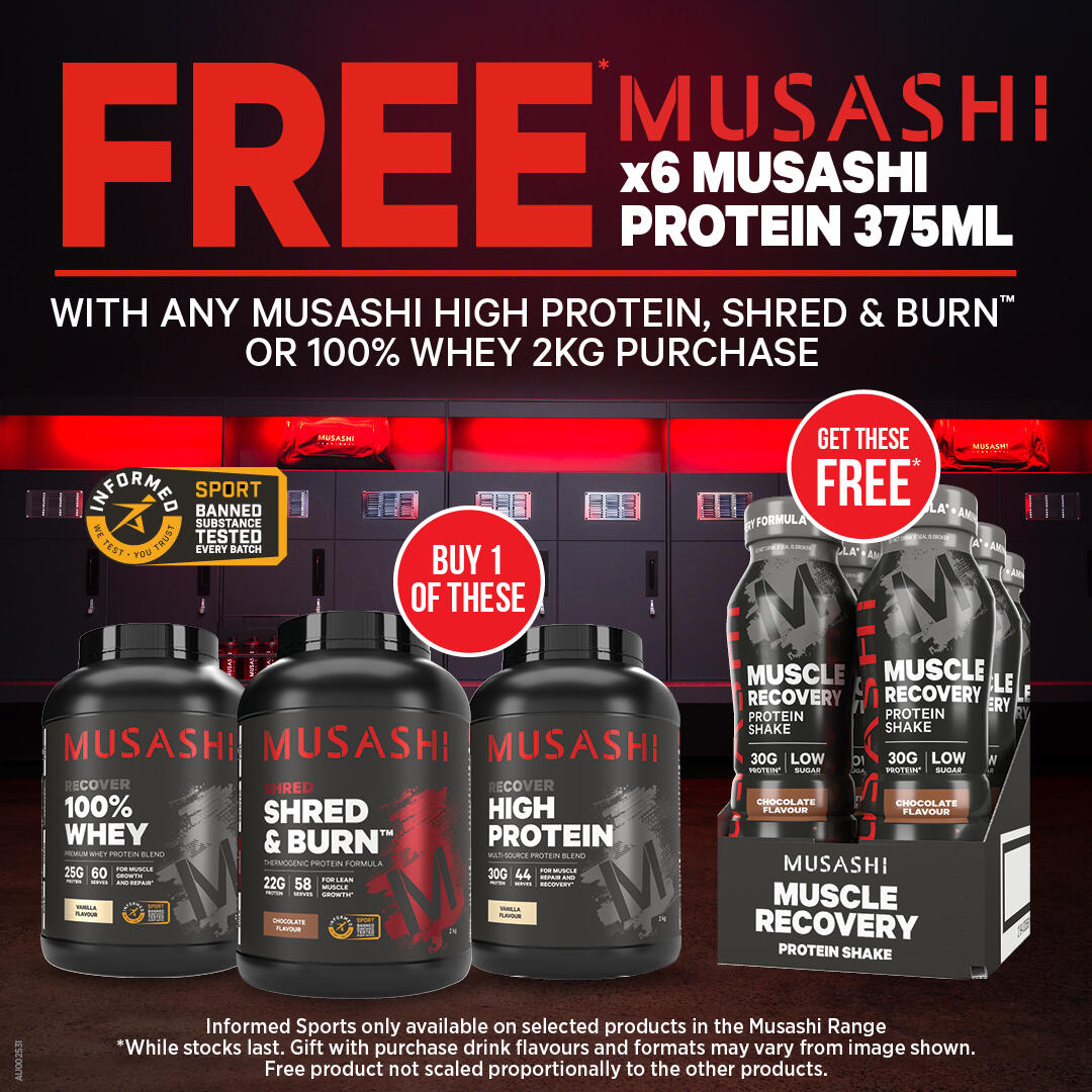 Musashi Recovery RTD's and 2kg proteins 