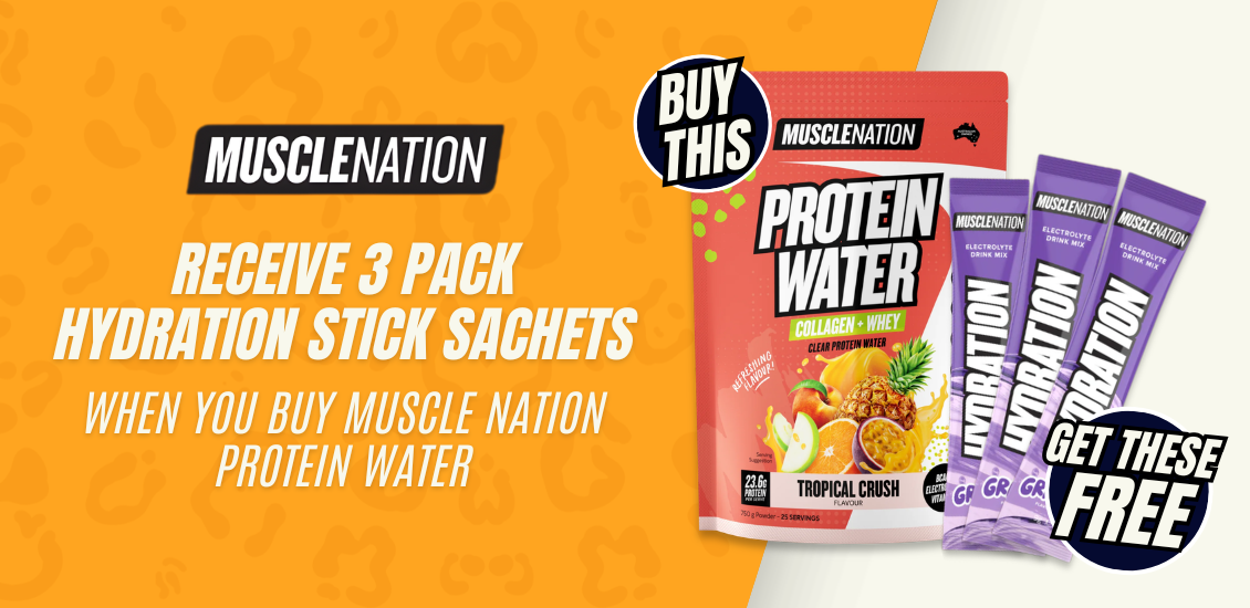 Muscle Nation Protein Water and hydration sticks 