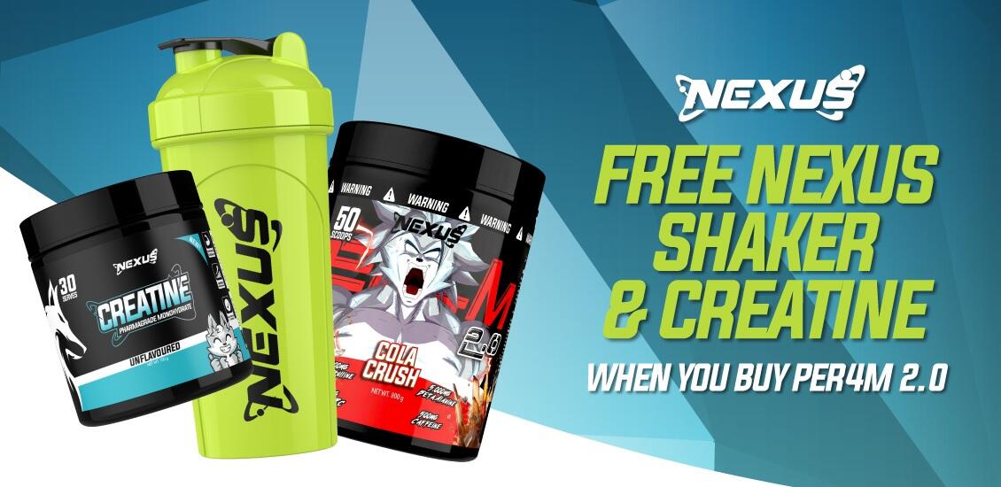 Nexus Per4m 2.0 cola shaker and creatine