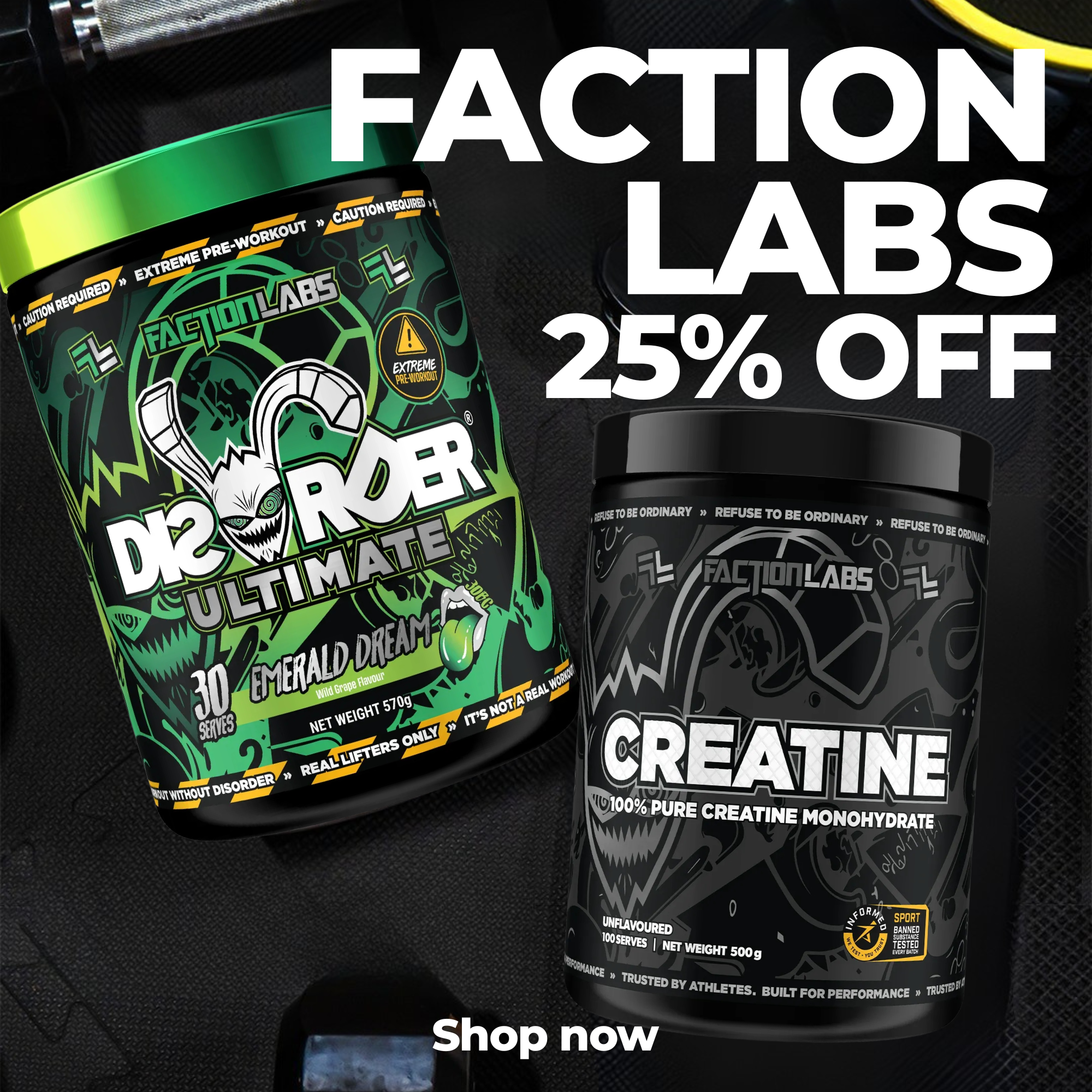 Faction Labs top brands 25% off 
