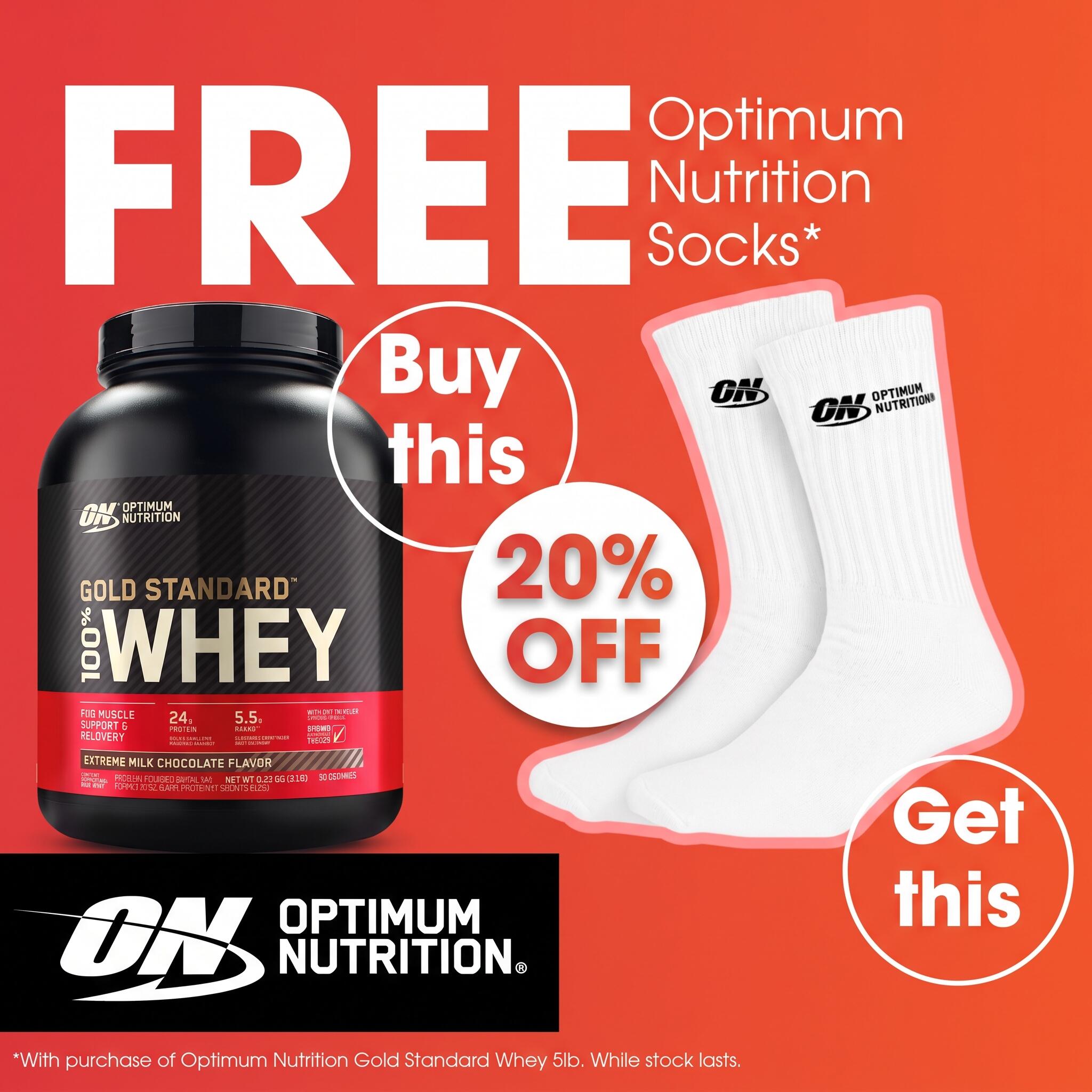 Optimum Nutrition Whey 5lb and socks
