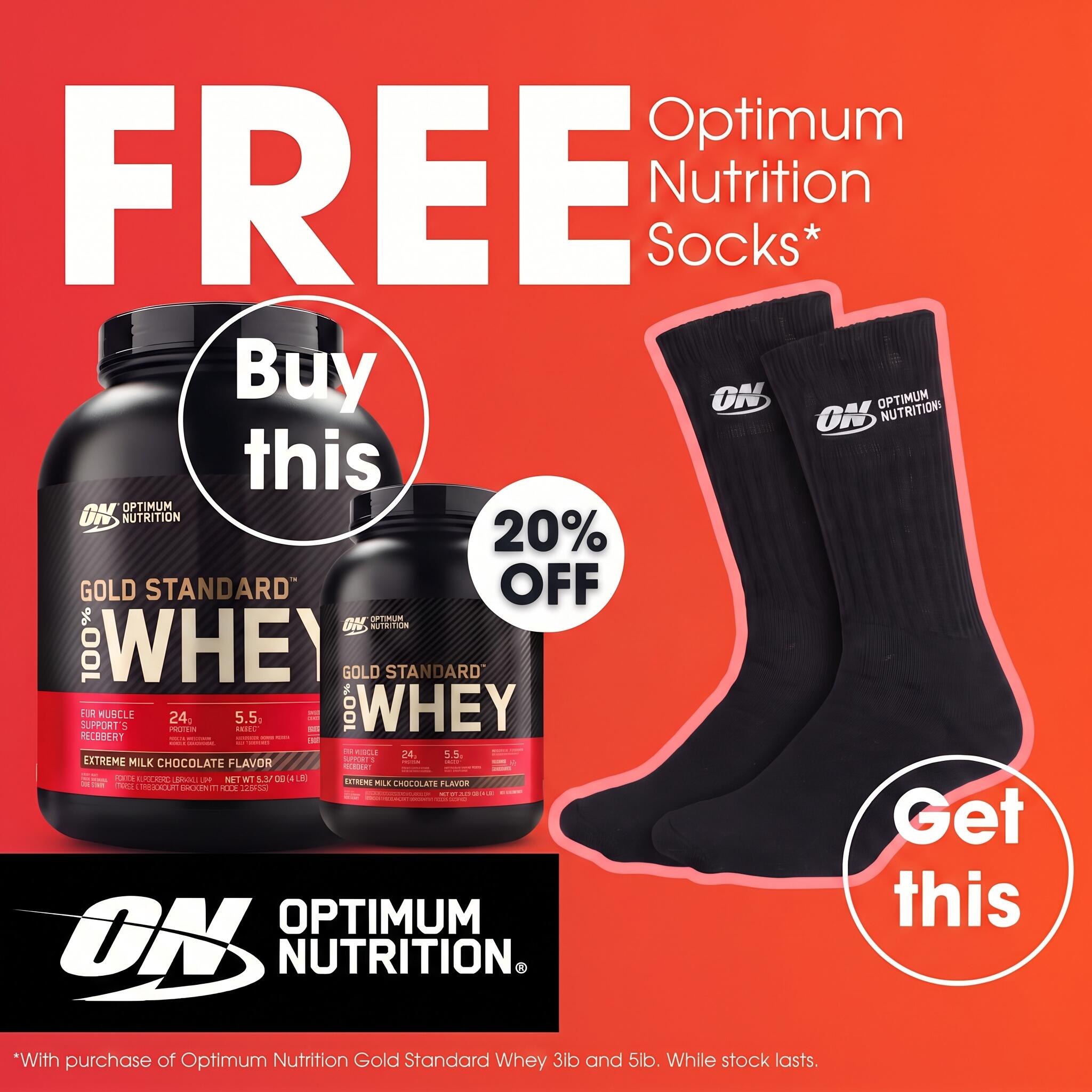 Optimum Nutrition Whey 5lb and socks